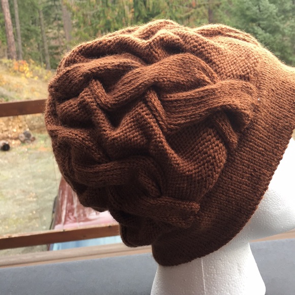 Hand Knit Cabled Slouchy Hat - Picture 4 of 5